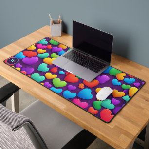 Rainbow Hearts Monogram Bureaumat