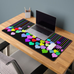 Rainbow Hearts op zwart Bureaumat