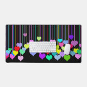 Rainbow Hearts op zwart Bureaumat (Keyboard & Muis)
