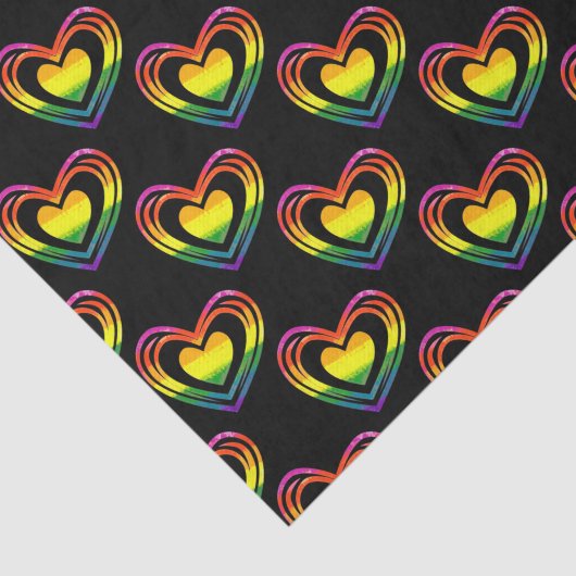 Rainbow Hearts Patroon voor homo LGBTQ Tissuepapier (Detail)