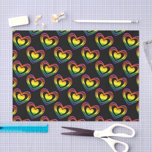 Rainbow Hearts Patroon voor homo LGBTQ Tissuepapier (Craft)