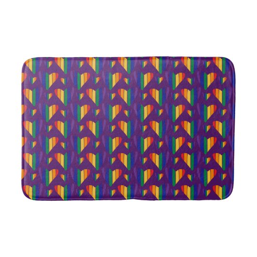 Rainbow Hearts Pattern Badmat (Voorkant)