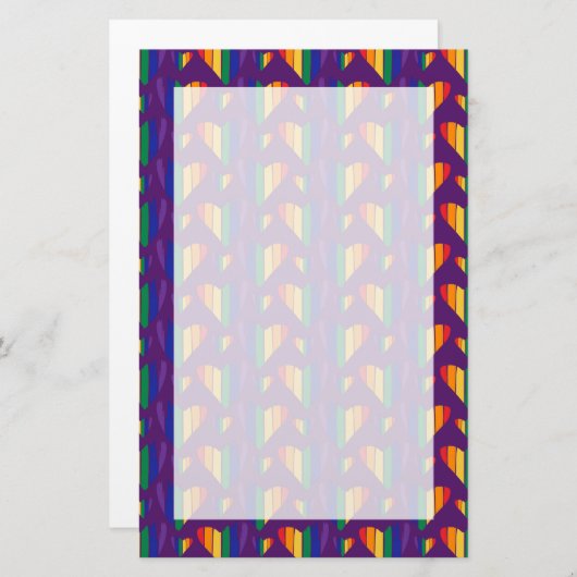 Rainbow Hearts Pattern Briefpapier (Voorkant / Achterkant)