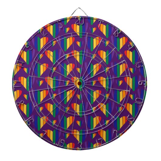 Rainbow Hearts Pattern Dartbord (Voorkant)