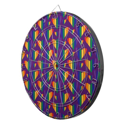Rainbow Hearts Pattern Dartbord (Voorkant Rechts)