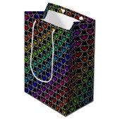 Rainbow Hearts Pattern Gift Bag Medium Cadeauzakje (Voorkant Gekanteld)