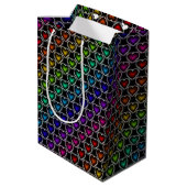 Rainbow Hearts Pattern Gift Bag Medium Cadeauzakje (Achterkant Gekanteld)