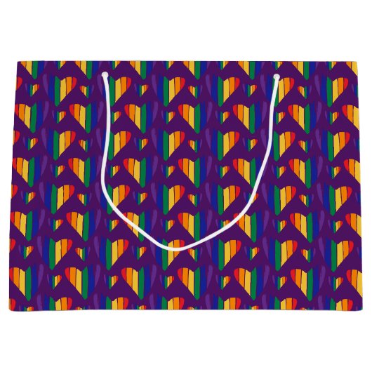 Rainbow Hearts Pattern Groot Cadeauzakje (Voorkant)