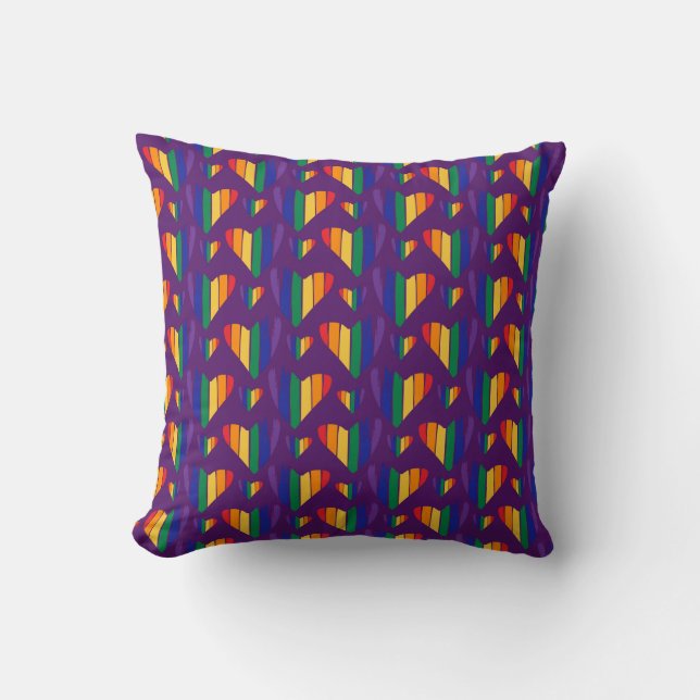 Rainbow Hearts Pattern Kussen (Voorkant)
