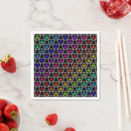 Rainbow Hearts Pattern Napkins Servetten (Insitu)