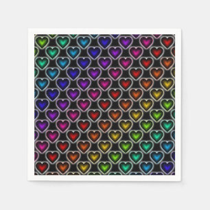 Rainbow Hearts Pattern Napkins Servetten