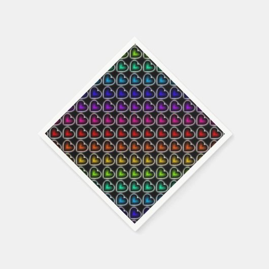 Rainbow Hearts Pattern Napkins Servetten (Hoek)
