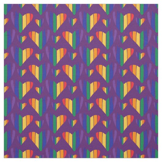 Rainbow Hearts Pattern Stof (Swatch)