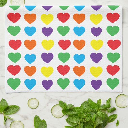 Rainbow Hearts Pattern Theedoek (Gevouwen)