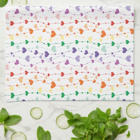  Rainbow Hearts Pattern Theedoek (Gevouwen)
