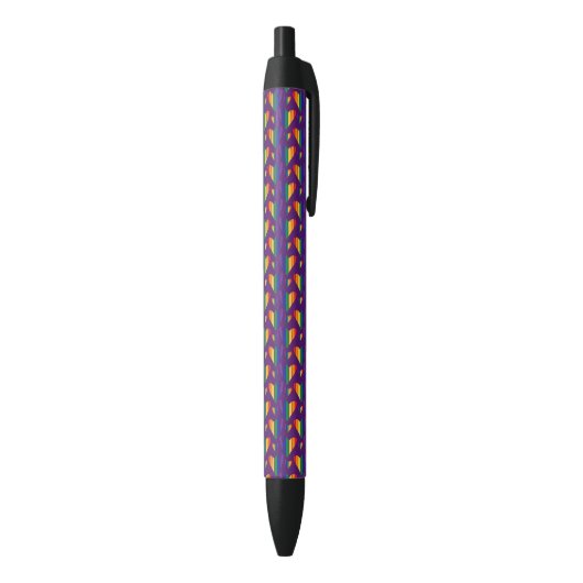 Rainbow Hearts Pattern Zwarte Inkt Pen (Achterkant (Verticaal))