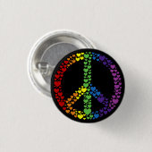 Rainbow Hearts Peace Sign Button (Voorkant /achterkant)