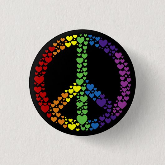 Rainbow Hearts Peace Sign Button (Voorkant)