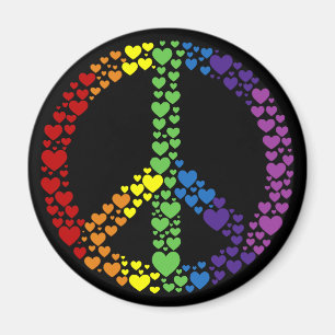 Rainbow Hearts Peace Sign Magnet Magneet