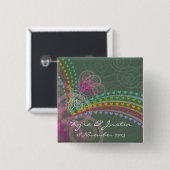 Rainbow Hearts Pink Swirls Colorful Wedding Button (Voorkant /achterkant)