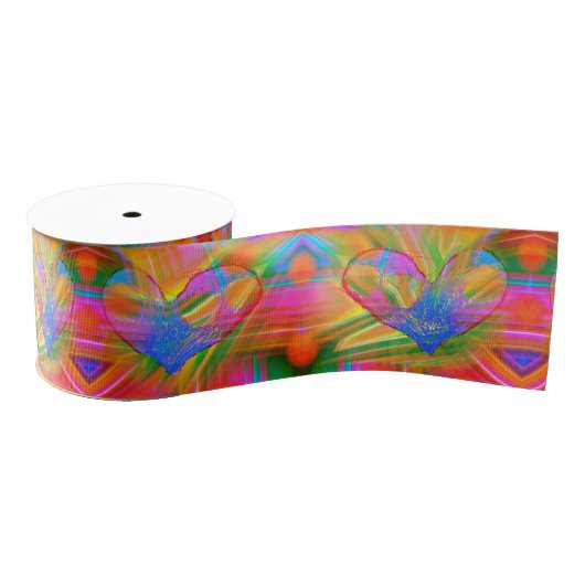 Rainbow Hearts Ribbon Grosgrain Lint (Spoel)