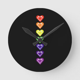 Rainbow hearts ronde klok