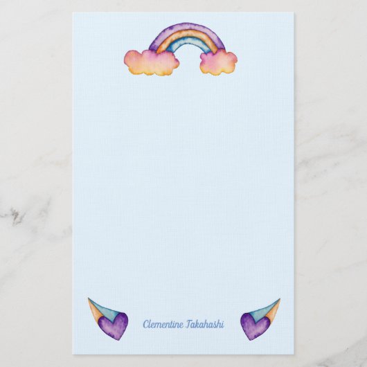 Rainbow Hearts | Schattigee Kinder Briefpapier (Voorkant)