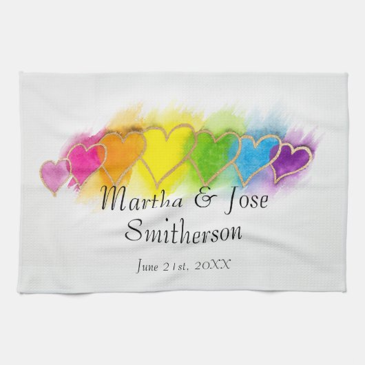 Rainbow Hearts Serviettes de cuisine (Horizontal)