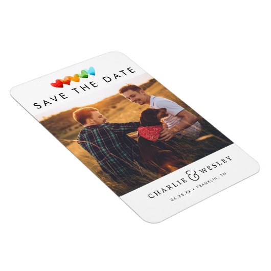 Rainbow Hearts Sparen de Datum met Foto Magneet (Rechterzijde)