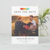 Rainbow Hearts Sparen de Datum met Foto Save The Date (Staand voorkant)