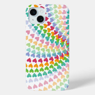 Rainbow Hearts Sprinkles Whimsical Kleurrijke Lief iPhone 15 Mini Hoesje