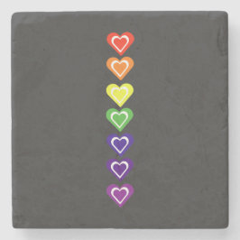 Rainbow hearts stenen onderzetter