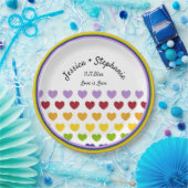 Rainbow Hearts Stripes patteralized Personalized Papieren Bordje (Feest)