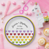 Rainbow Hearts Stripes patteralized Personalized Papieren Bordje (Feest)