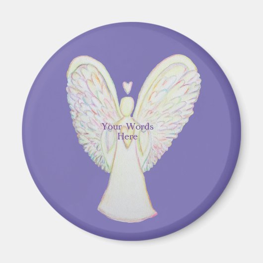 Rainbow Hearts White Angel Art Magnet Magneet (Voorkant)