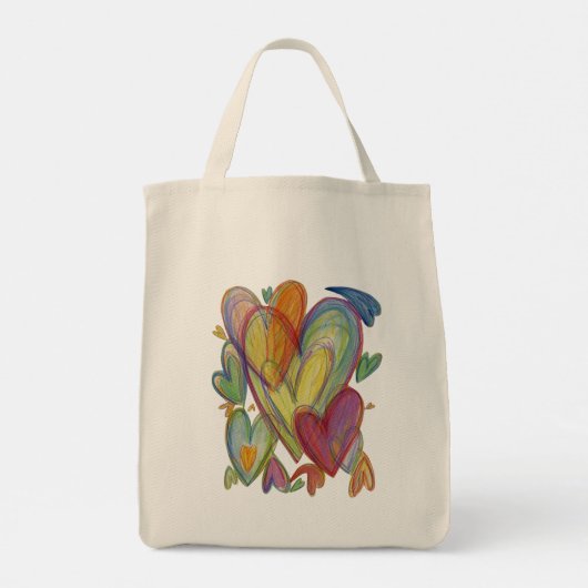 Rainbow Hearts Word Art Inspirerend Canvas tas (Achterkant)