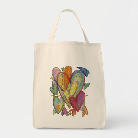 Rainbow Hearts Word Art Sac fourre-tout inspiré (Devant)