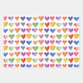 Rainbow Hearts Wrapping Paper Flat Sheet Set van 3 (Voorkant 2)
