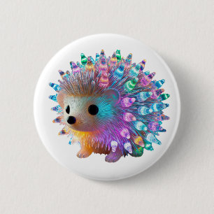Rainbow Hedgehog Delight Ronde Button 5,7 Cm