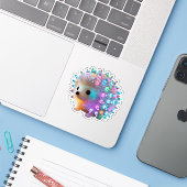 Rainbow Hedgehog Delight Sticker (Laptop met iPhone)