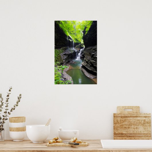 Rainbow-Herfsten en cascade, Watkins Glen, New Yor Poster (Keuken)