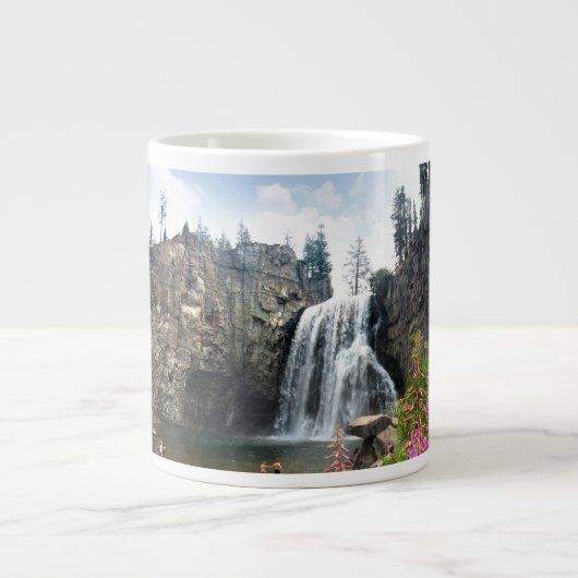 Rainbow Herfsten Waterfall - Devils Postpile - Sie Jumbo Beker (Voorkant)