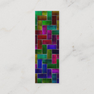 Rainbow Herringbone Brick Glas in lood Window Mini Visitekaartje