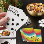 Rainbow Hexagon Pattern Monogram Pokerkaarten (Insitu)