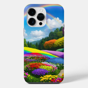 Rainbow Hills and Flowers Two iPhone 14 Pro Max Hoesje
