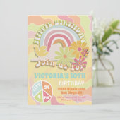 Rainbow Hippie Anniversaire Fête Invitation (Debout devant)