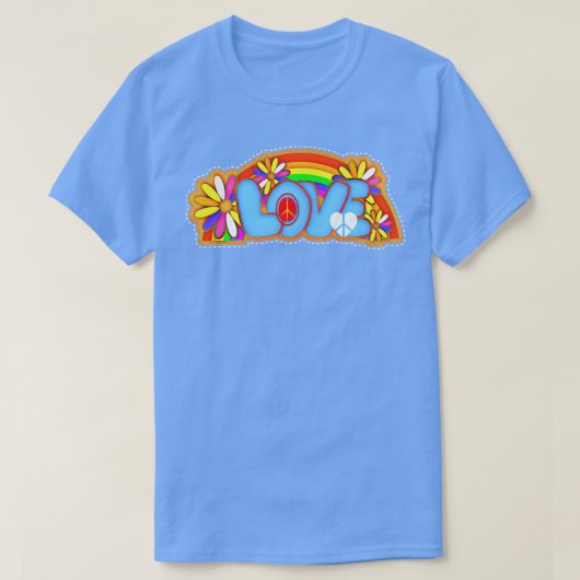 Rainbow Hippie Love Typografie T-shirt (Design voorkant)