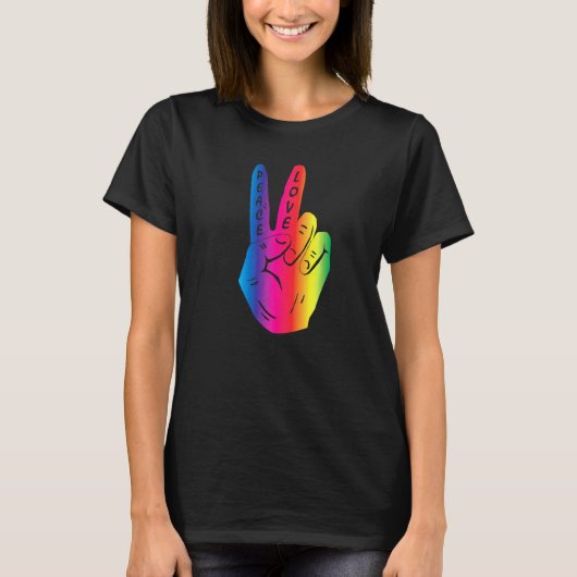 Rainbow Hippy Retro 70s 60s L T-shirt (Voorkant)
