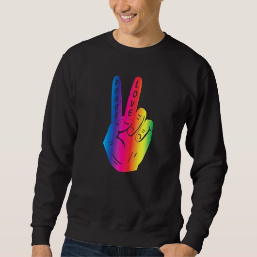 Rainbow Hippy Retro 70s 60s L Trui (Voorkant)