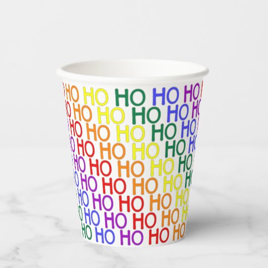 Rainbow Ho Ho Ho Pattern Papieren Bekers (Voorkant)